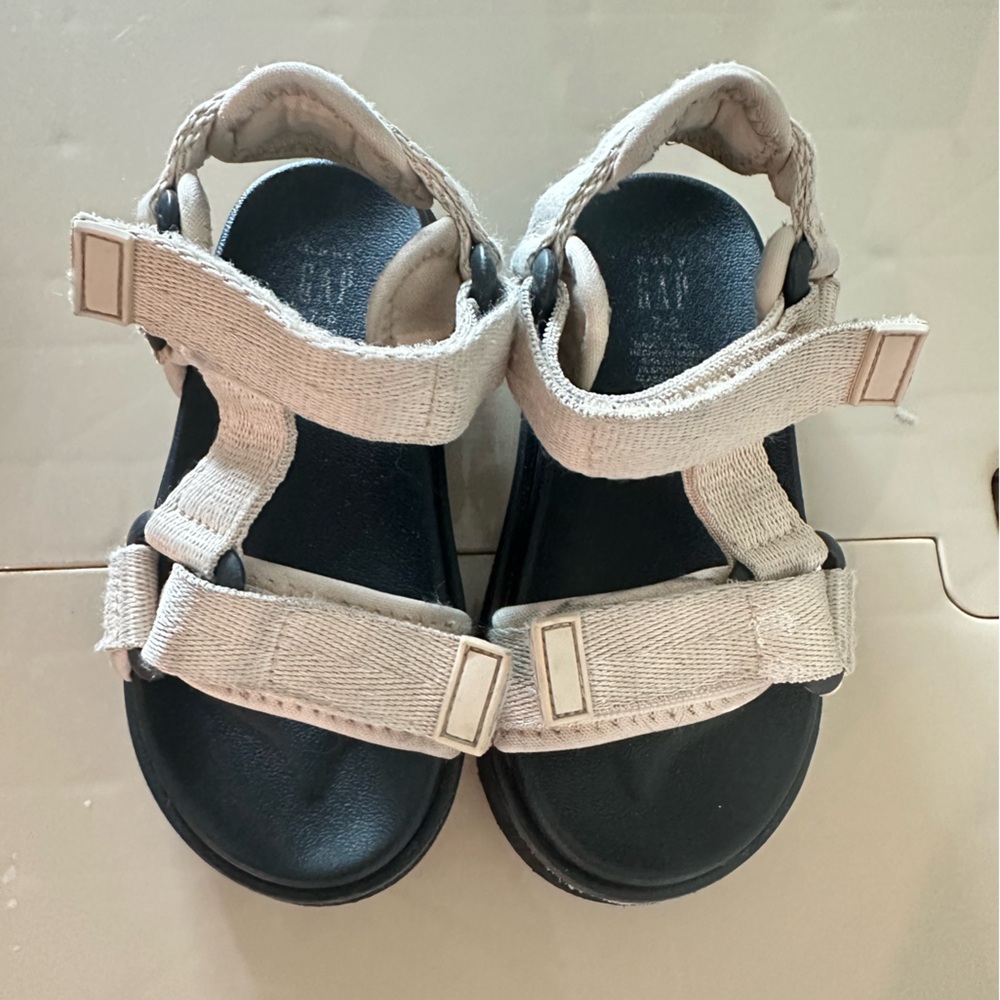 Beige and Black Sandals